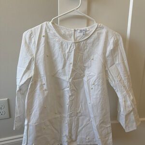 White Blouse with Pearl Accents